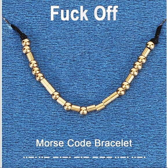 F—k off Morse code gold bracelet with gift box - Picture 2 of 7